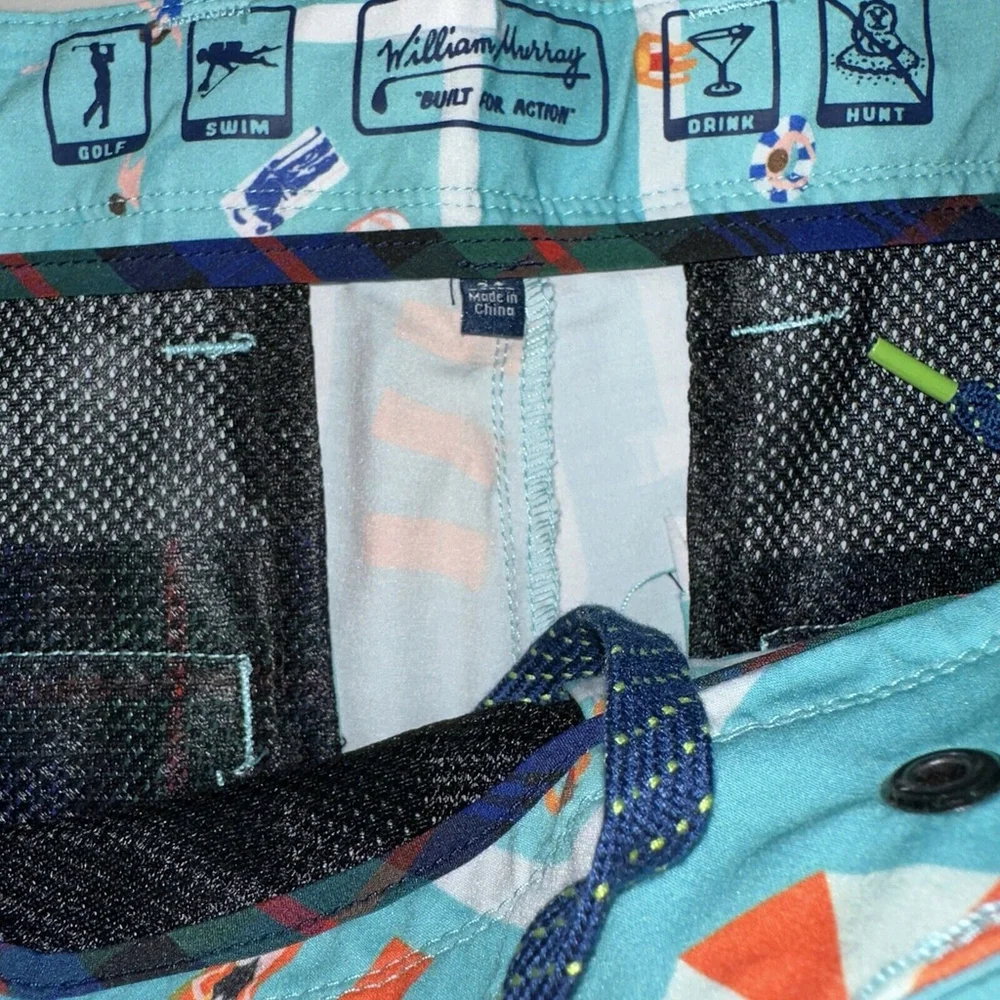 William Murray Fish Outta‎ Water Hazard Shorts Men's Size 34 NWT